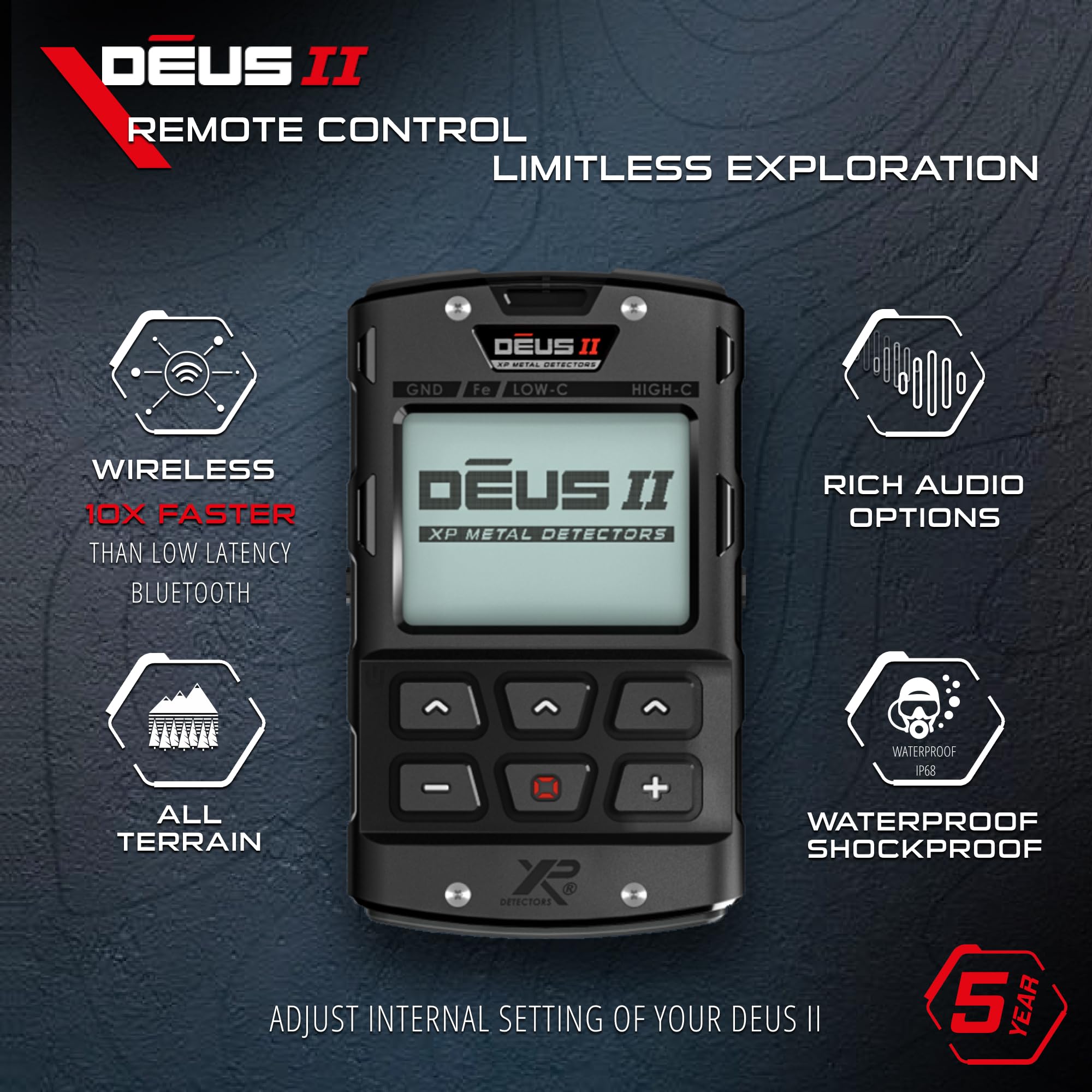 xp-metal-detectors-deus-ii-rc-fernbedienung-d2-rc-ip68-bis-20-m-sto-fest image 2