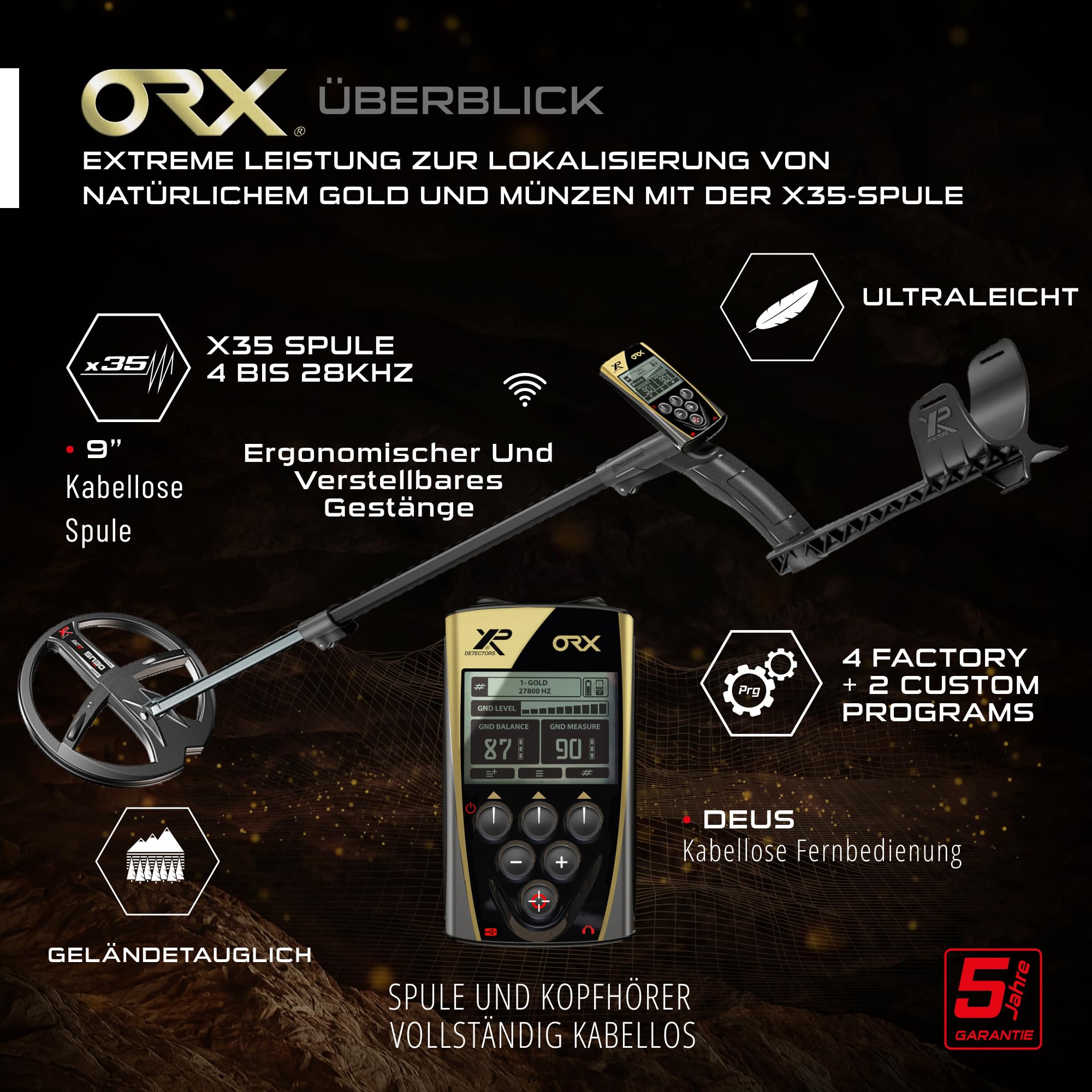 xp-metal-detectors-orx-metalldetektor-orx-22x35rc-goldsuche-22-cm-x35-spule-mit- image 2