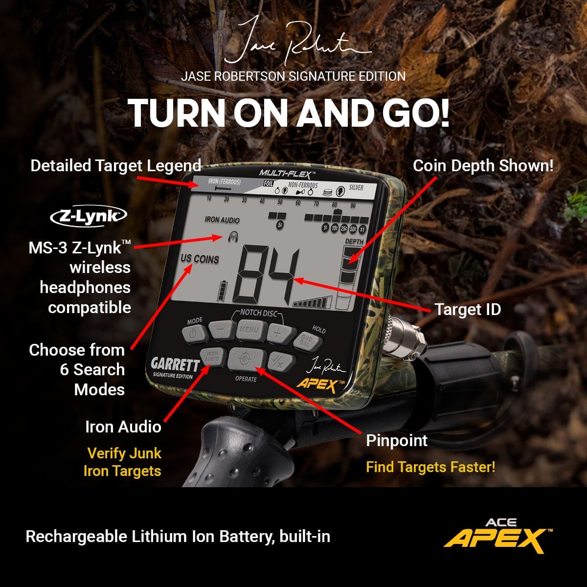 garrett-ace-apex-jase-robertson-signature-edition-multi-flex-metalldetektor image 2